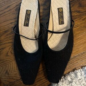 Loro Piana Black Flats with Strap